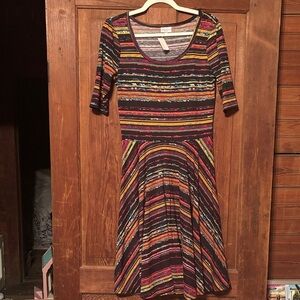 LuLaRoe Colorful Striped Midi Dress